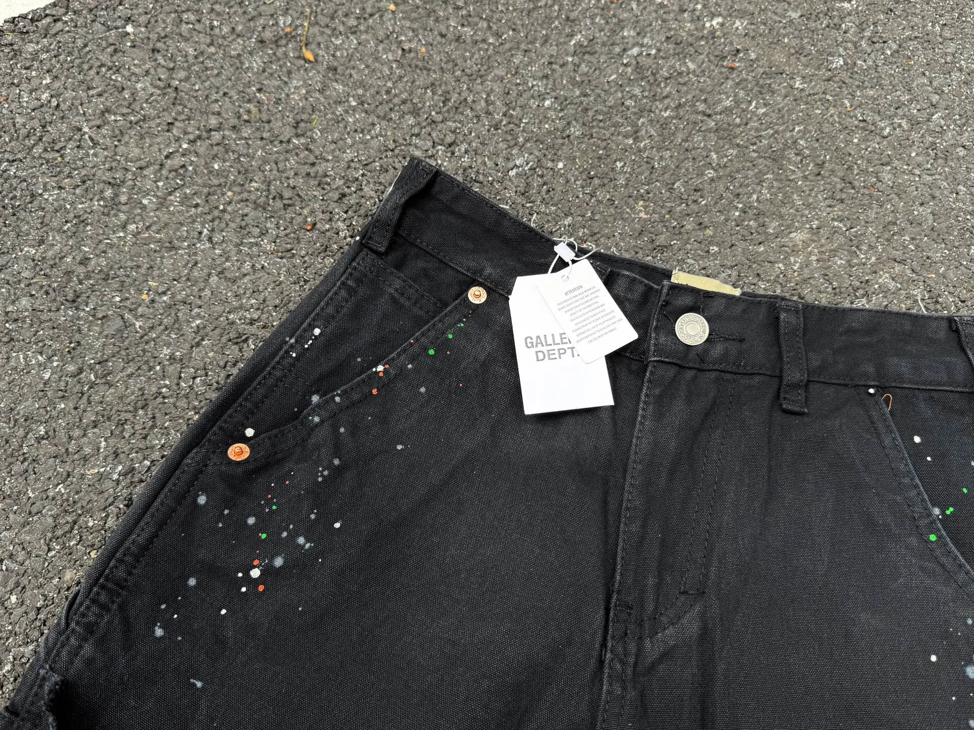 P220💰G33 GALLERY DEPT. Spliced ​​washed retro jeans for men and women high street splashed ink trousers micro-flared casual trousers trendy couple same style Color: Black Size: S-XXL (corresponding to 28-36)